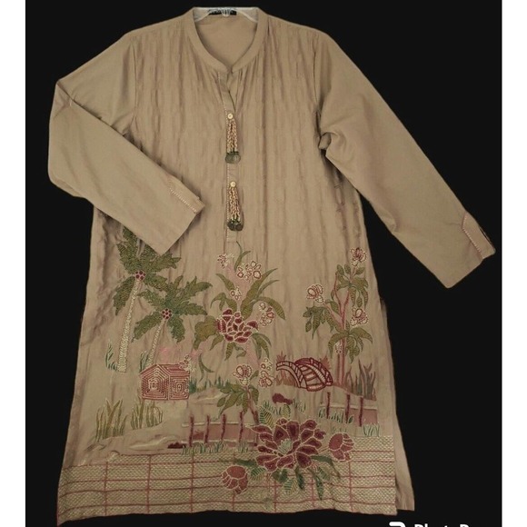 Limelight ~Woman Size L~ Brown Kurta Embroidered Dress Tunic Long Sleeve. - Picture 12 of 12